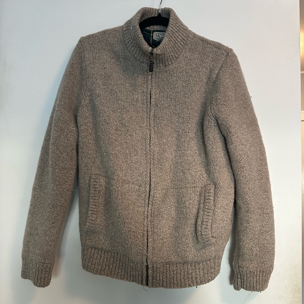 Wool LL Bean Plaid Lined Sweater (M)